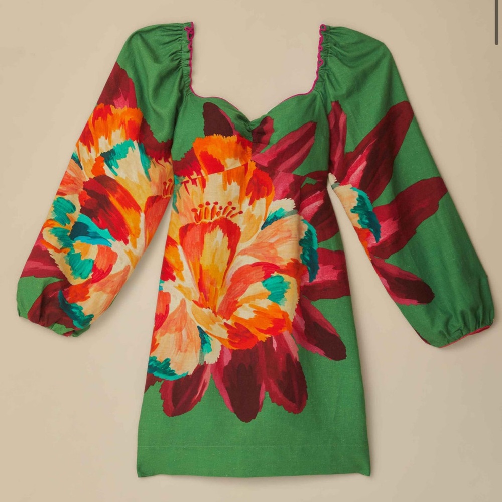 NWT FARM RIO Green Tropicart Mini Dress XXS